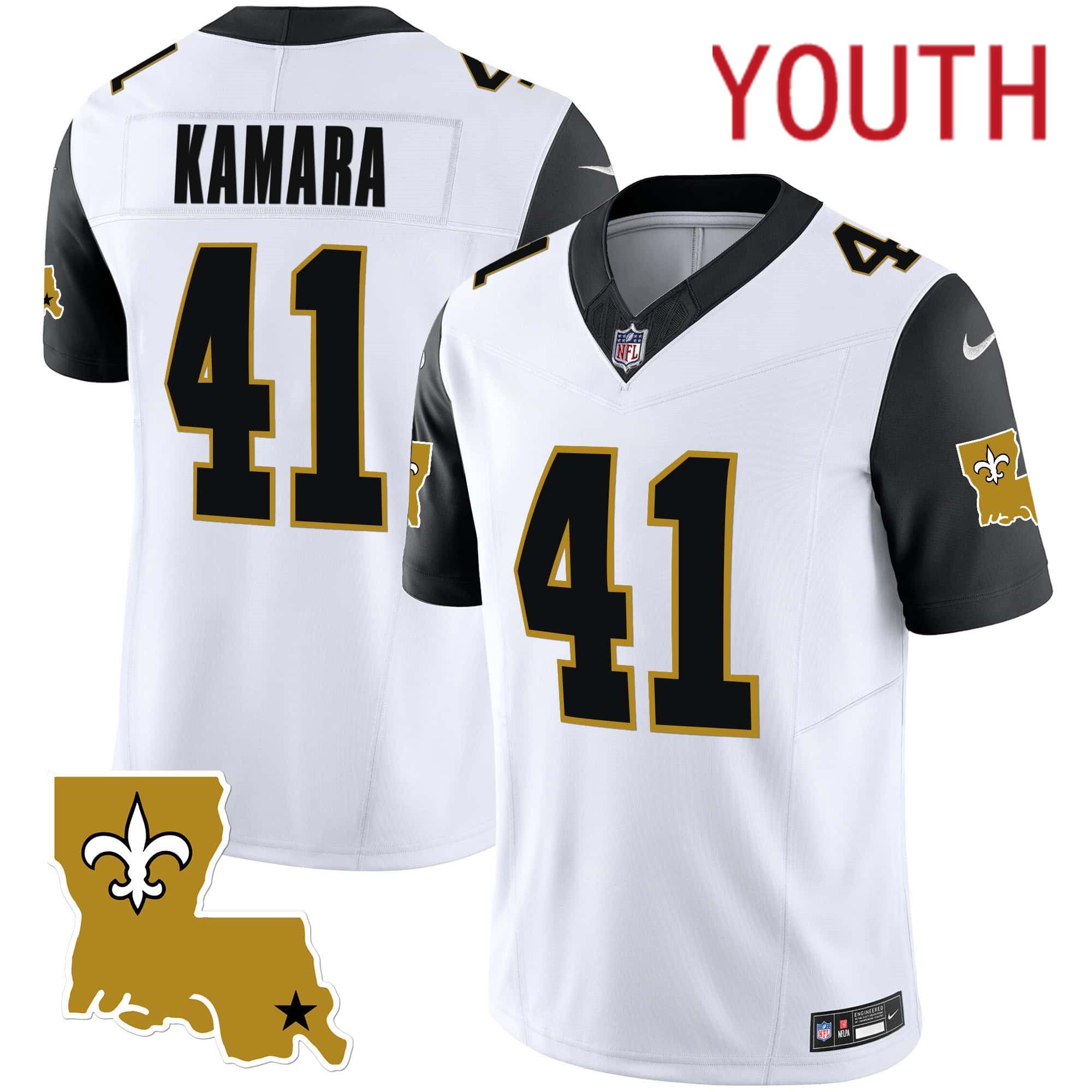 Youth New Orleans Saints #41 Kamara White 2024 Nike 1987 Legacy Vapor Limited NFL Jersey style 2->youth nfl jersey->Youth Jersey
